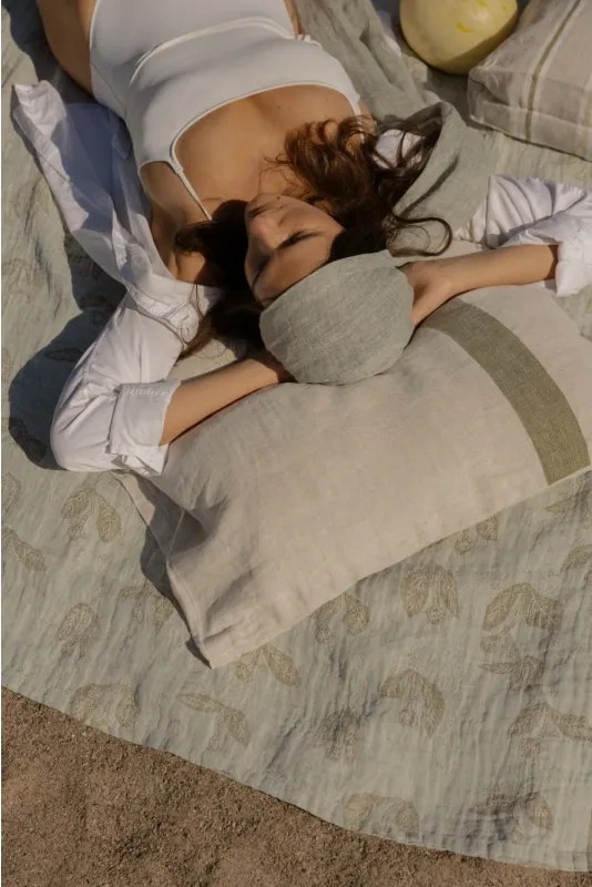 Ľanová deka / obrus Kesäkukka 145x180, jade-olivová