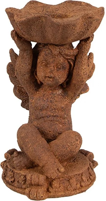 Svietnik dekoratívna hrdzavá figúrka anjel - 7*7*12 cm