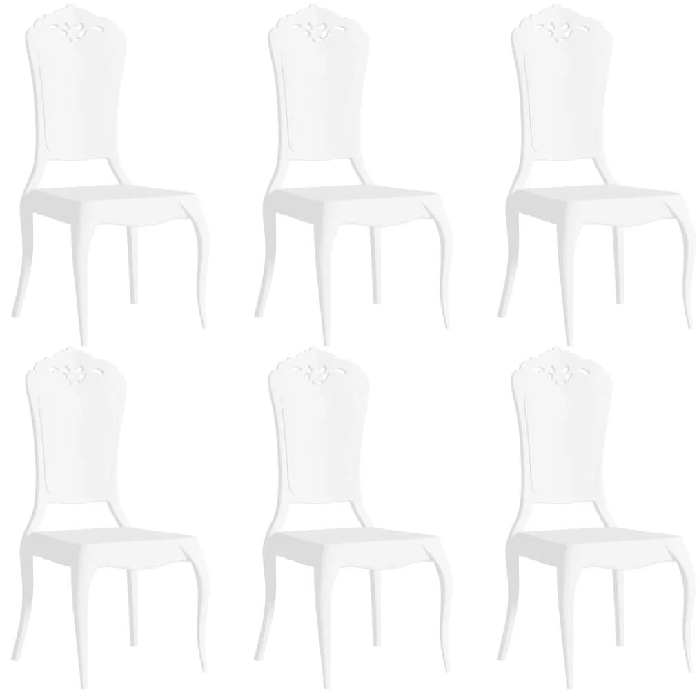 vidaXL Jedálenské stoličky 6 ks, biele, polykarbonát