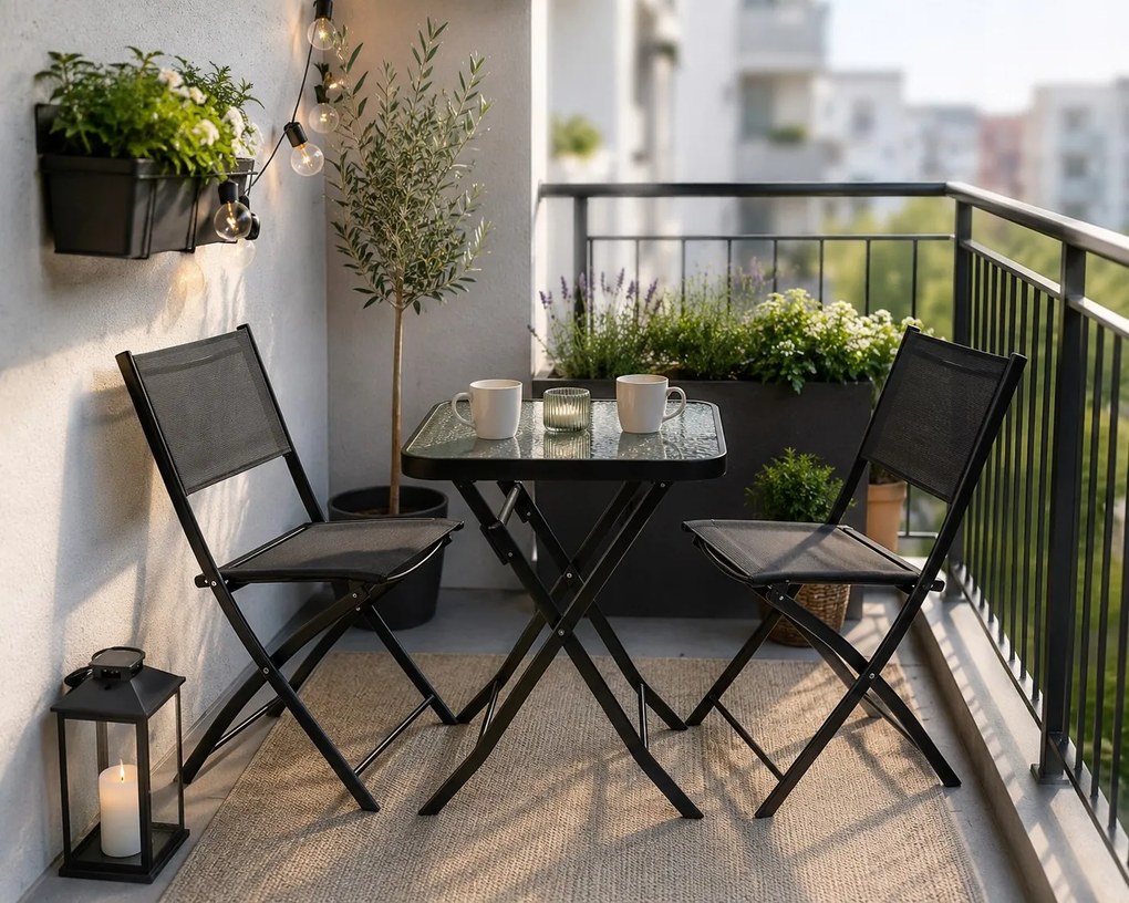 Balkónový set nábytku – stolík 50x50 cm + 2 stoličky