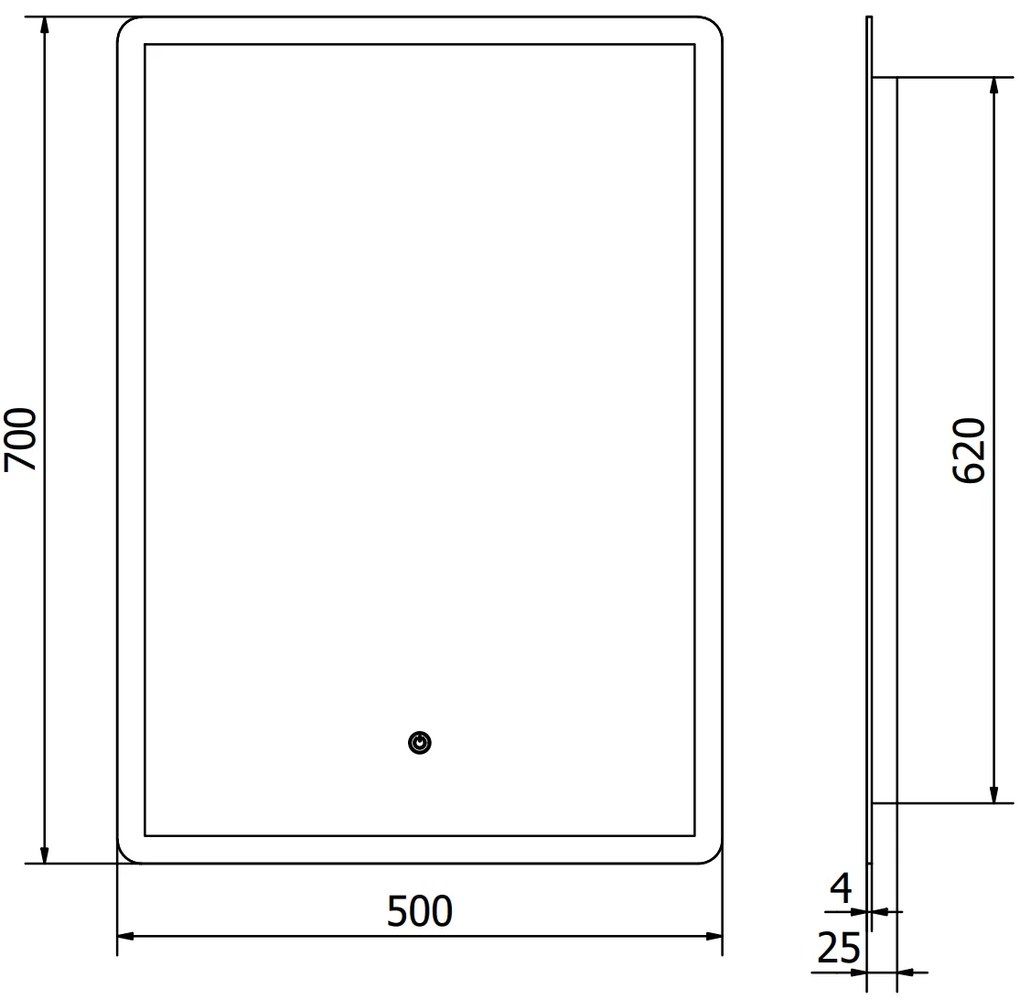 Mexen Navia, LED kúpeľňové zrkadlo s podsvietením 50 x 70 cm, 6000K, ochrana proti zahmlievaniu, 9803-050-070-611-00