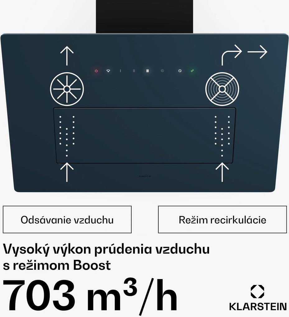 Klarstein SleekAir digestor, A+++, 717 m³/h, dotykové ovládanie, LED, 60 cm