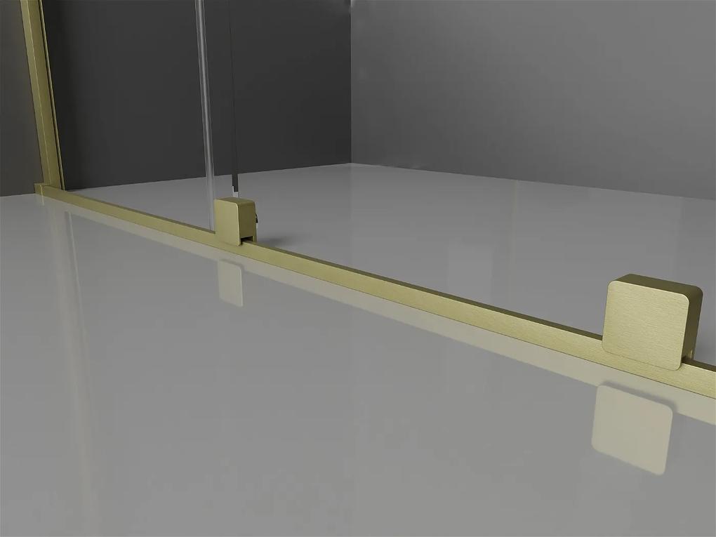 Mexen Velar Duo, sprchový kút s posuvnými dverami 80(dvere) x 80(dvere) cm, 8mm číre sklo, zlatý matný profil, 871-080-080-02-55
