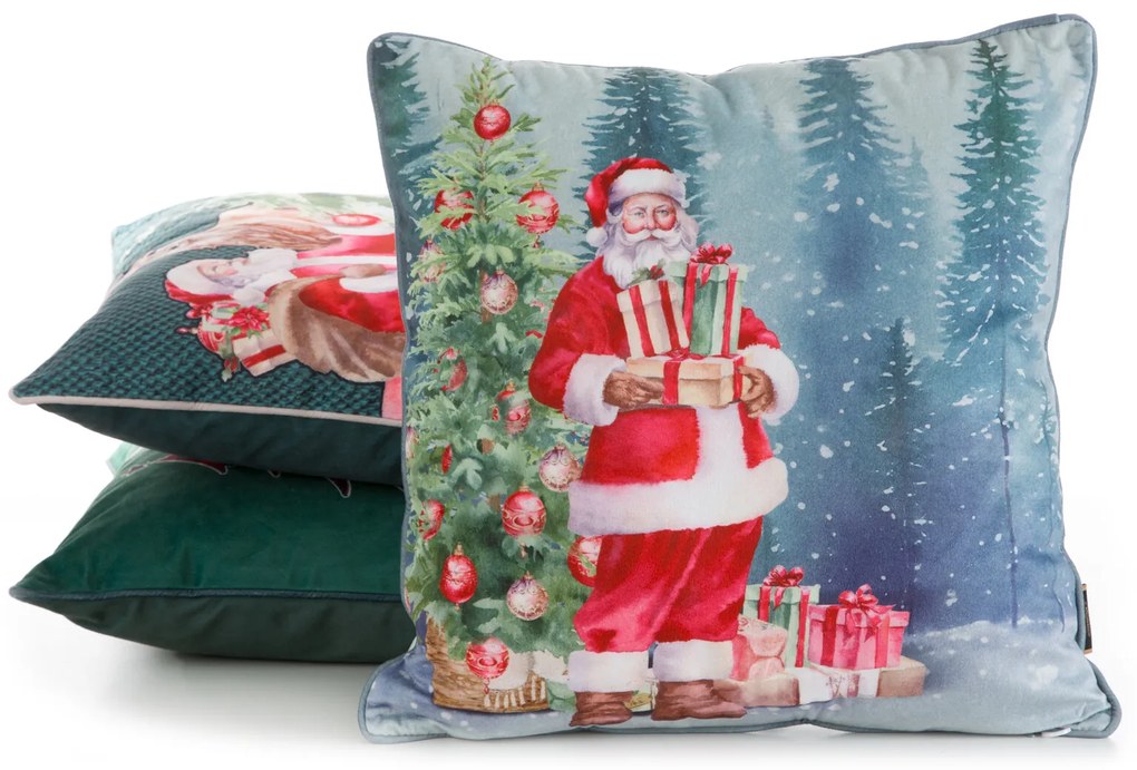 VIANOČNÁ DEKORAČNÁ OBLIEČKA NA VANKÚŠ SANTA4 45X45 CM VZOROVANÁ