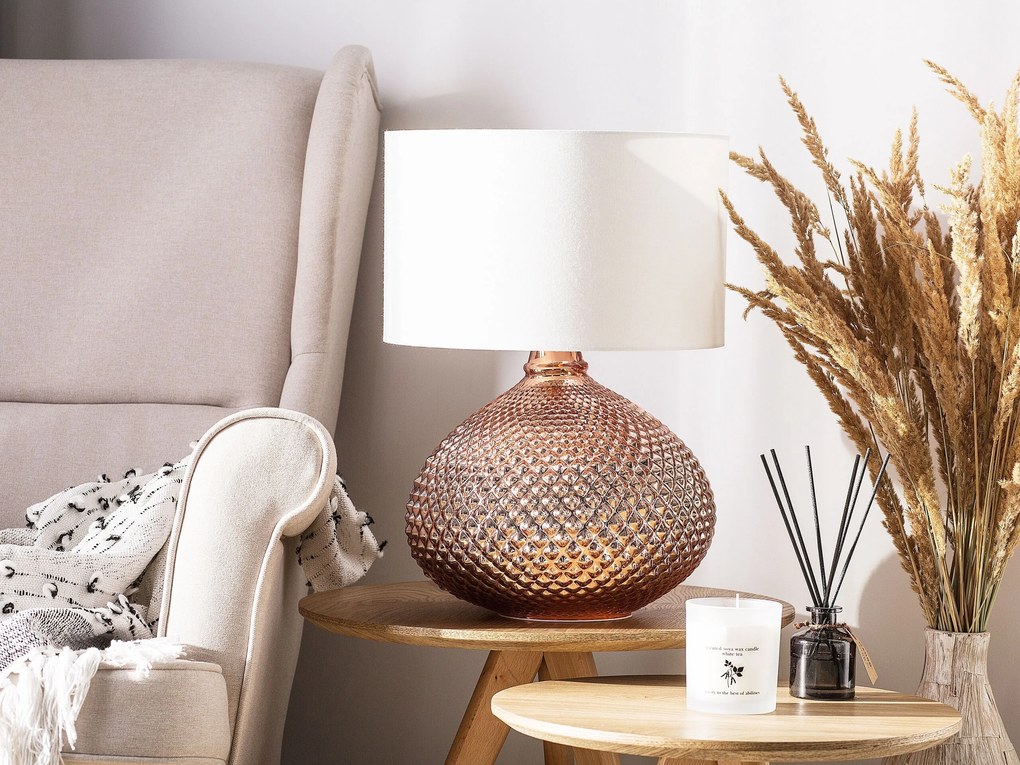 Sklenená medená stolná lampa MADON Beliani