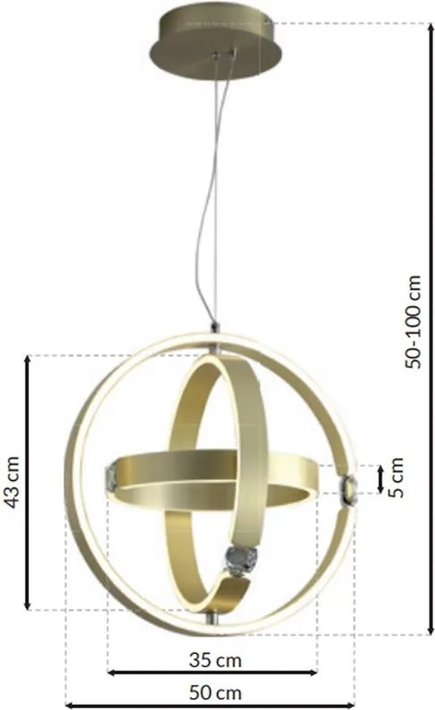 Závesné LED svietidlo Sirius, 3x LED 80w, 4000k, g