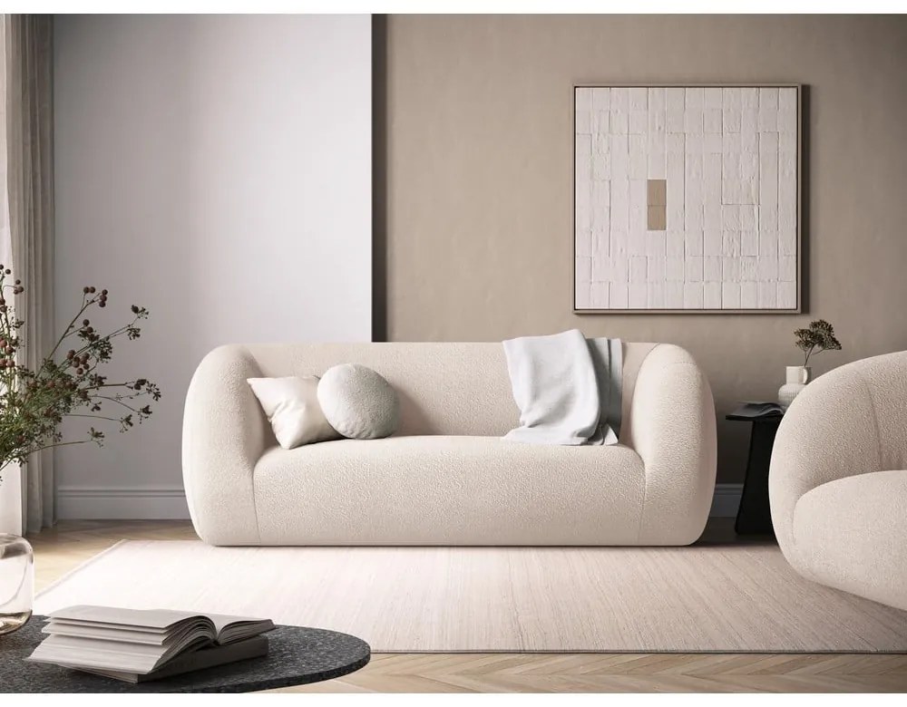 Krémová pohovka z textílie buklé 210 cm Essen – Cosmopolitan Design