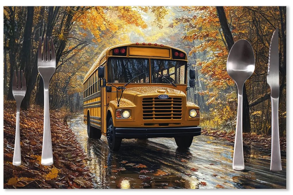 Sablio Prestieranie Žltý školský autobus: 40x30cm
