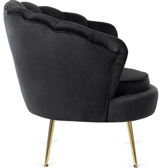 Kreslo LOREN s podnožkou, čierne, z velúru
