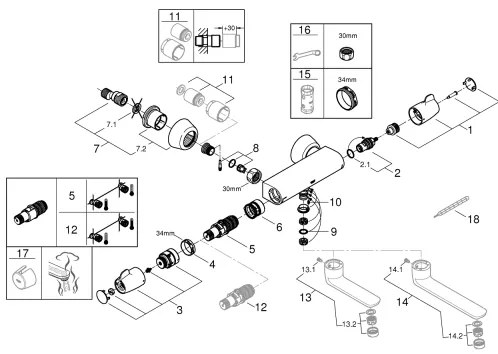 GROHE 34666000 - Termostatická lekárska batéria DN 15 lesklý chróm
