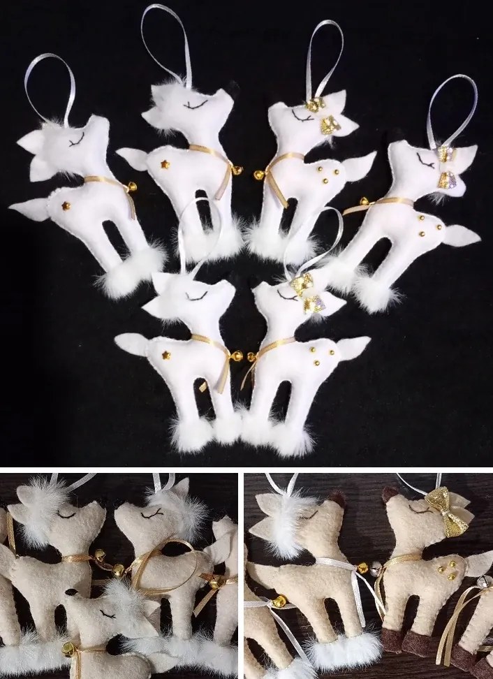 Ručne šité vianočné ozdoby Srnky mix