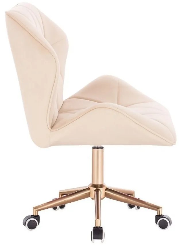 LuxuryForm DESIGN Stolička MILANO MAX VELUR na zlatej podstave s kolieskami - krémová
