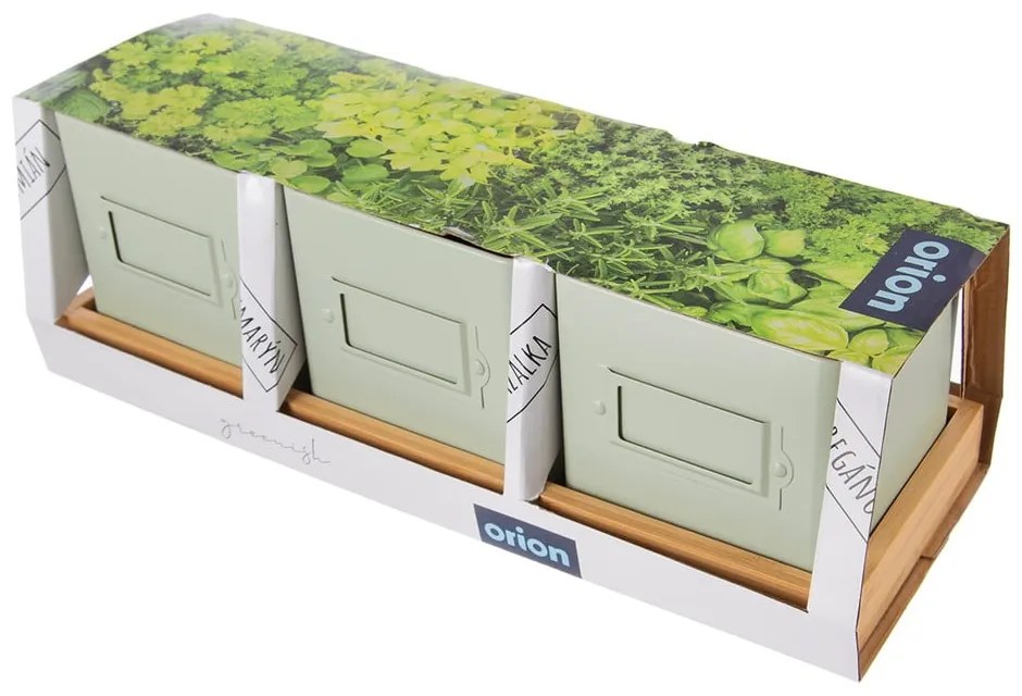 Kovové kvetináče na bylinky v súprave 3 ks Greenish – Orion