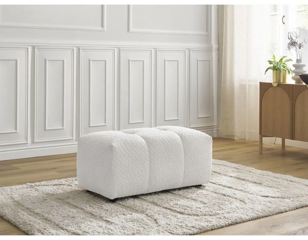 Biela podnožka z textílie buklé Roxelane – Bobochic Paris