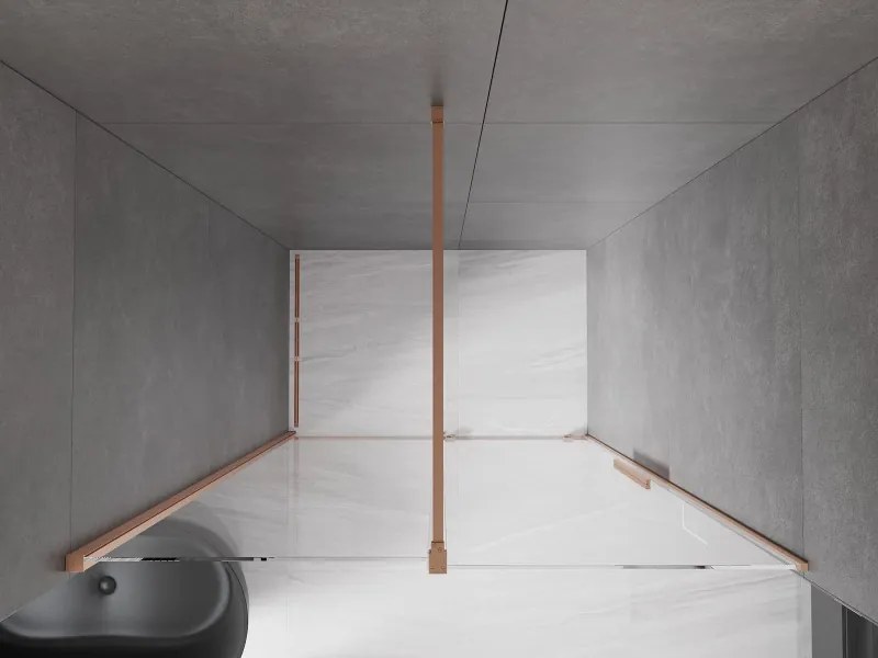 Mexen Velar, posuvné dvere do otvoru 160x200 cm, 8mm číre sklo, medená matná, 871-160-000-01-65