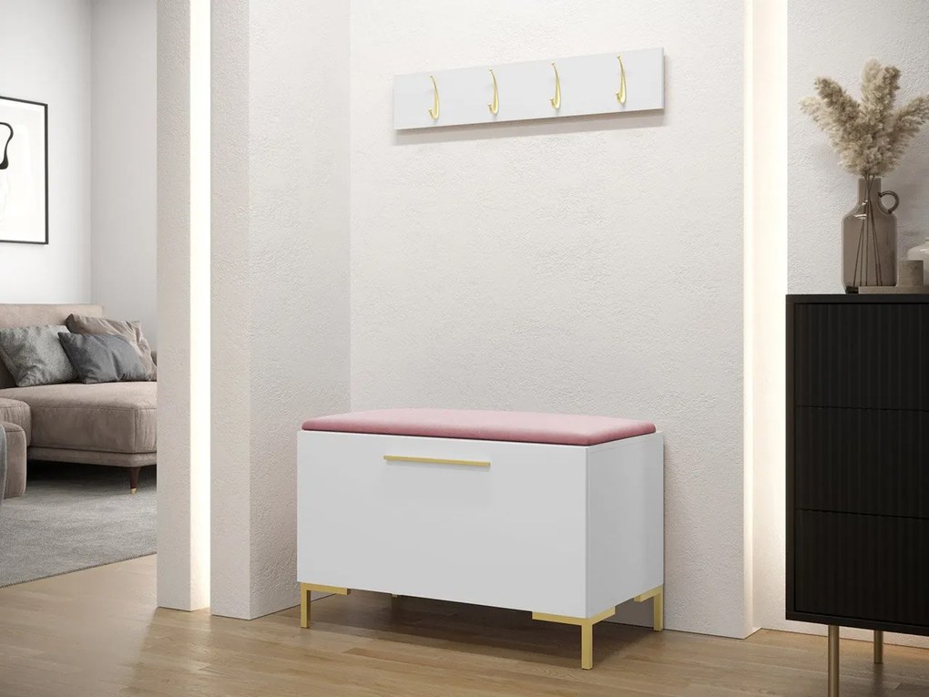 Predsieňová zostava Frunofta VIII, Farby: dub craft, Farba čalúnenia:: ekokoža Soft 017 (biela)