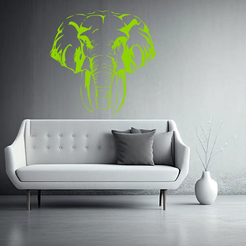 Veselá Stena Samolepka Hlava Slona Farba: žlutá, Veľkosť: 100 x 97 cm
