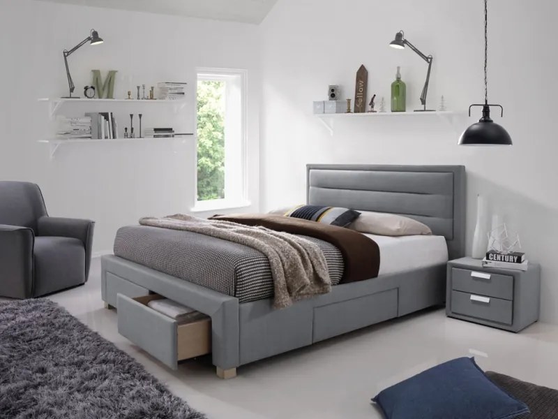 Čalúnená posteľ INES 160x200 cm sivá Matrac: S matracom Coco Maxi 23 cm