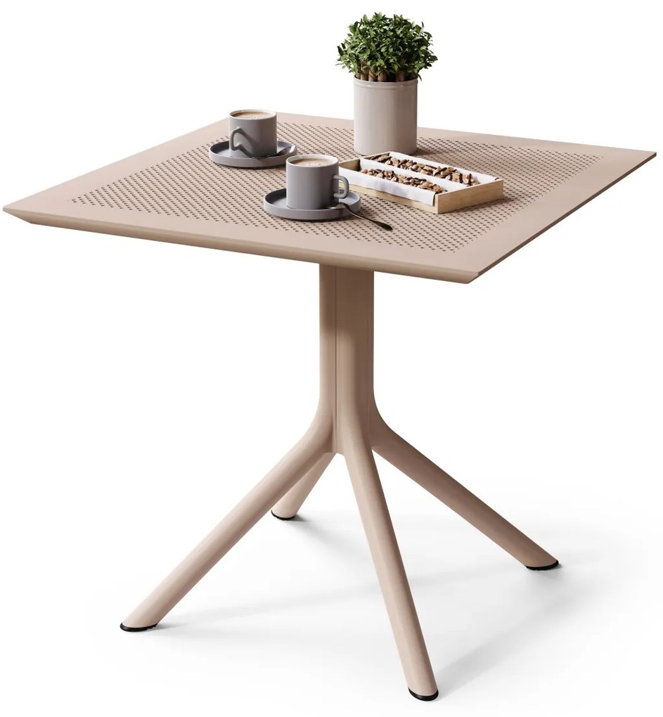 FLAVIO 80x80 béžová - MODERNÝ ŠTVORCOVÝ ZÁHRADNÝ STÔL (do kuchyne, kaviarne, záhrady)