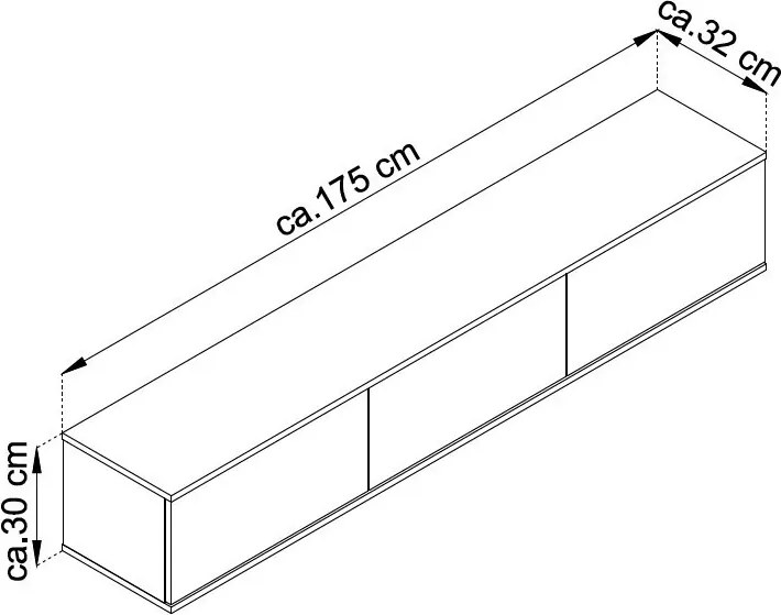 Závesná TV skrinka Orfeo, 175 cm, béžová štruktúra/zlatá