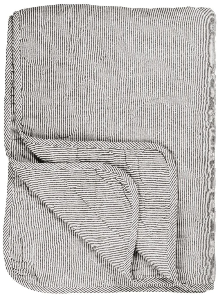 Biela bavlnená prikrývka so sivými pruhmi 130x180 cm