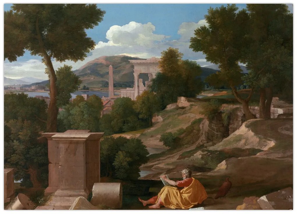 Obraz - Nicolas Poussin, Landscape with Saint John on Patmos, reprodukcia (70x50 cm)