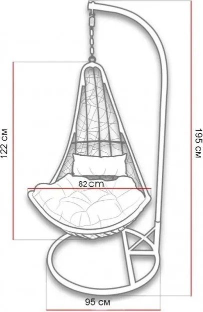 Závesné hojdacie kreslo Wisa hnedé/krémové