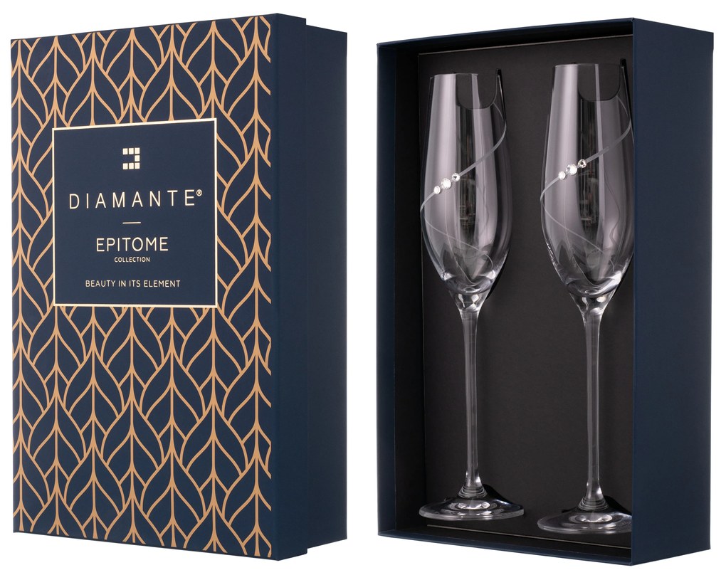 Diamante poháre na šampanské Silhouette City s kamienkami Swarovski 210 ml 2KS