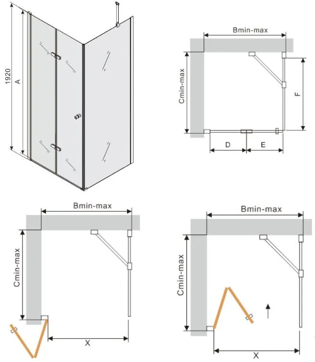Mexen Lima, sprchovací kút 65 (dvere) x 90 (stena) cm, 6mm číre sklo, chrómový profil, 856-065-090-01-00