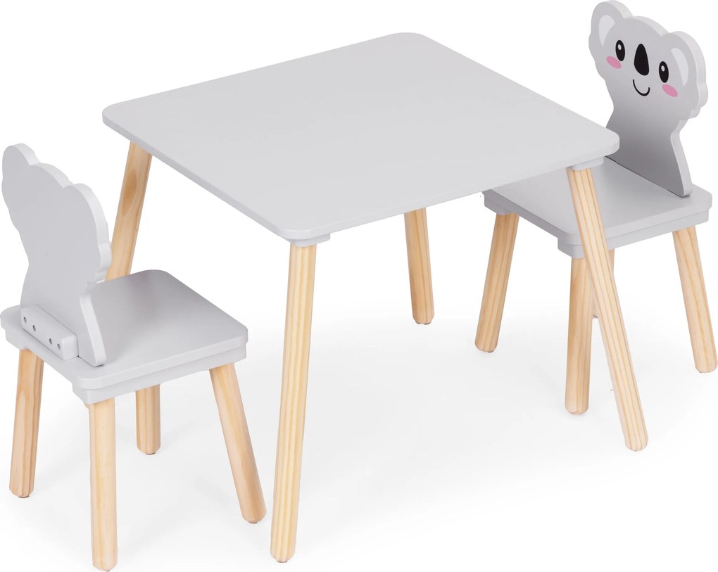 ECOTOYS detský nábytok: stolík + 2 stoličky Koala, drevo/MDF, pre deti 3+