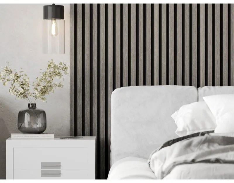 Mexen Lam-F, akustické stenové lamely 275 × 30 cm, plstený podklad 8 mm, technická dyha, dub striebristý, S105-275307-3015-007