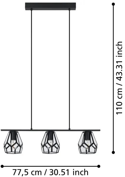 Eglo 43644 - LED luster na lankách MARDYKE 3xE27/40W/230V