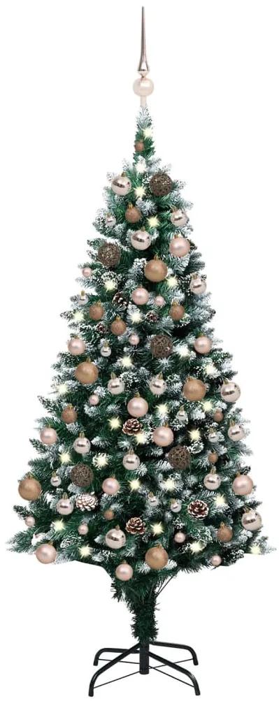 Umelý vianočný stromček s LED, súpravou gulí a šiškami 150 cm 3077616