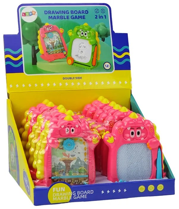 LEAN TOYS Vrecková hra na kreslenie 2v1 - Ružový dinosaurus