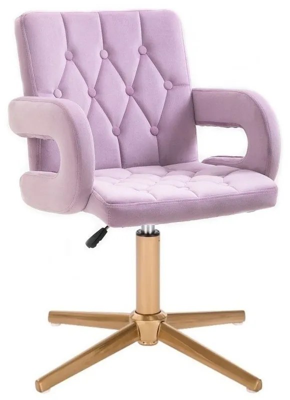LuxuryForm DESIGN Stolička BOSTON VELUR na zlatom kríži - levanduľa