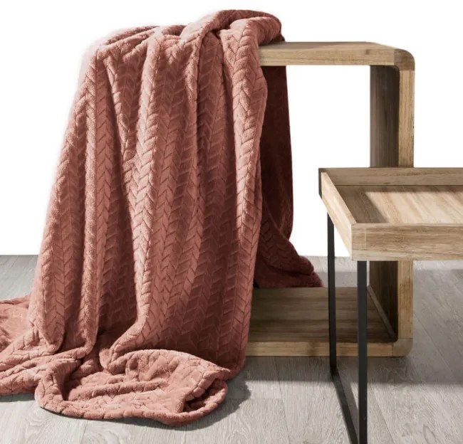 Jemná deka CINDY s reliéfnym vzorom - púdrová