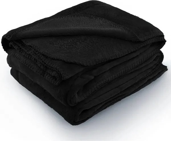 Čierna deka z mikrovlákna AmeliaHome Tyler, 220 × 240 cm