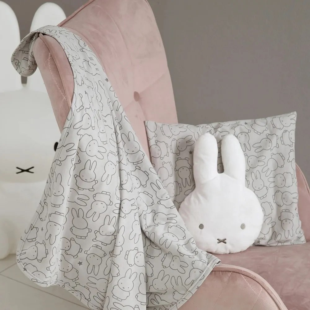 Sivá bavlnená detská deka 80x80 cm Miffy – Roba