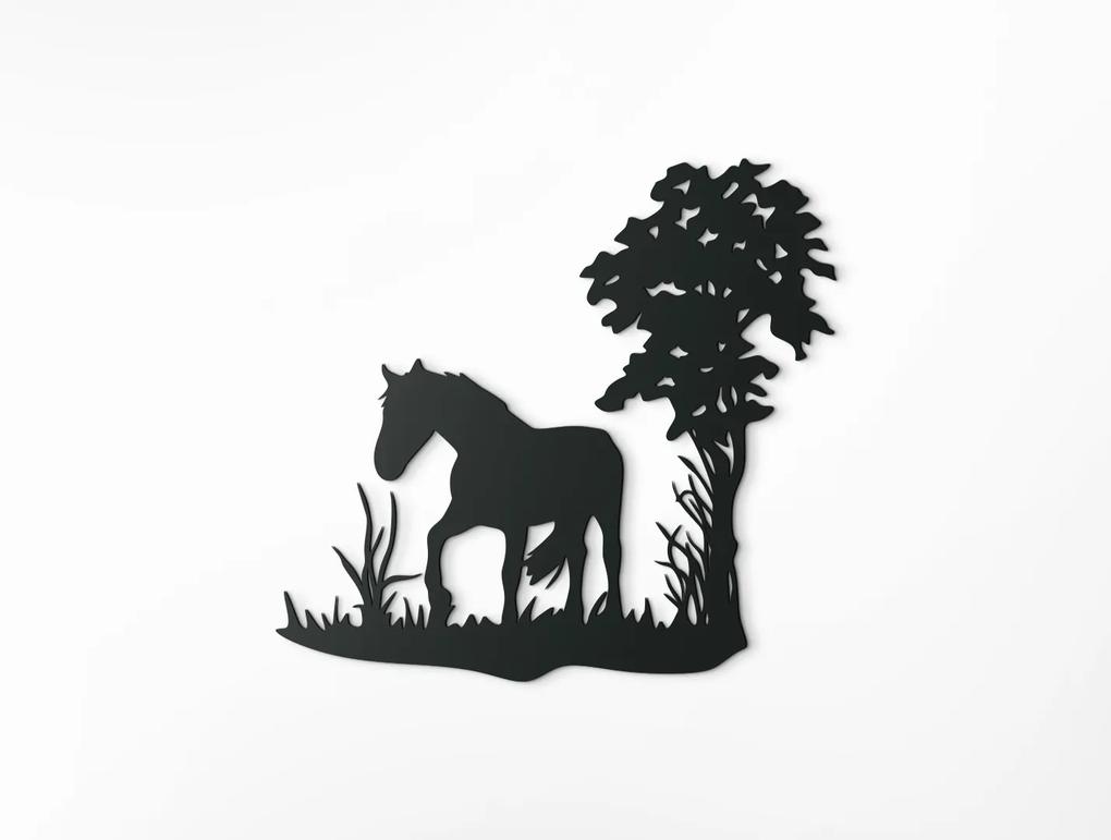 drevko Drevená nálepka Osamelý kôň pod stromom