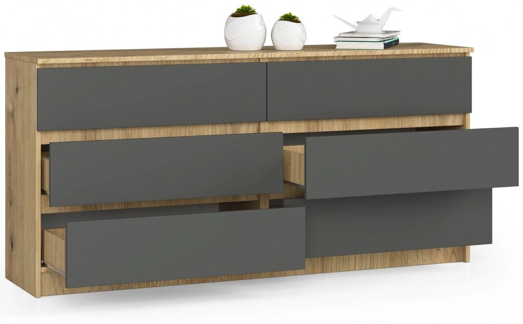 Komoda Koa III (dub artisan + sivá). Akcia -20%. Vlastná spoľahlivá doprava až k Vám domov. 1069929