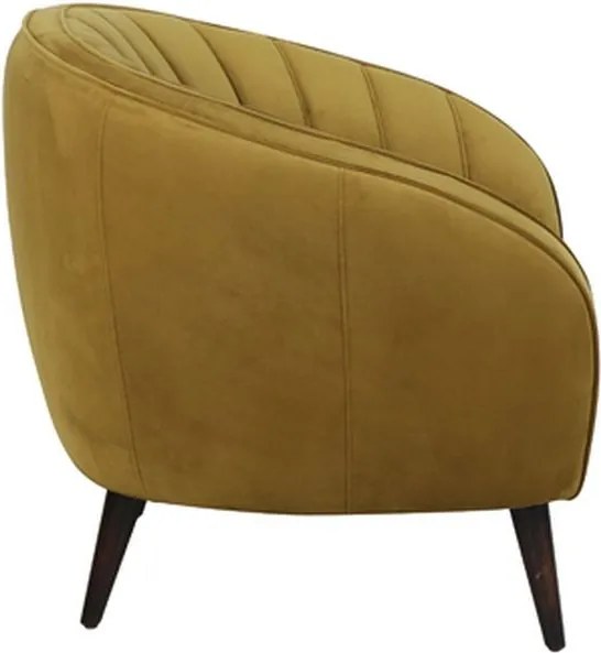 Okrové designové zamatové kreslo Almond ocher - 91*71*77cm