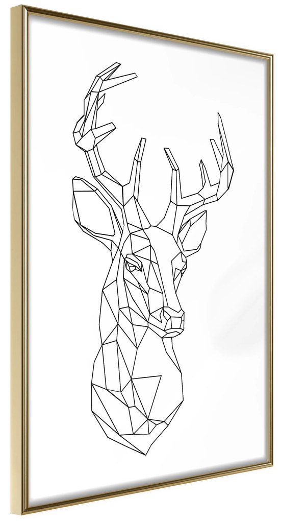 Artgeist Plagát - Geometric Deer [Poster] Veľkosť: 30x45, Verzia: Čierny rám s passe-partout