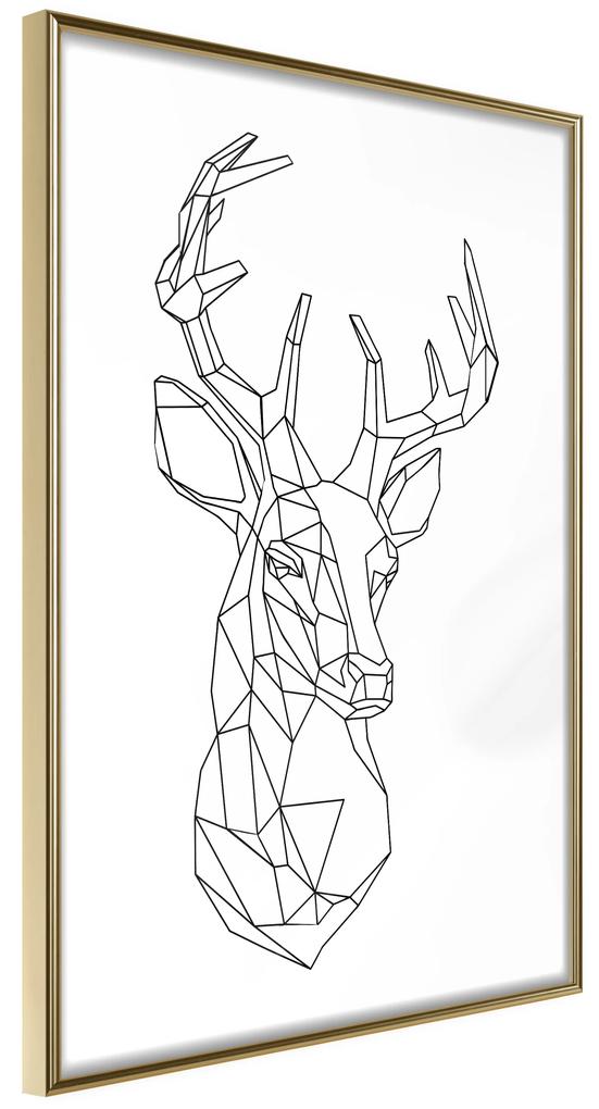 Artgeist Plagát - Geometric Deer [Poster] Veľkosť: 30x45, Verzia: Zlatý rám