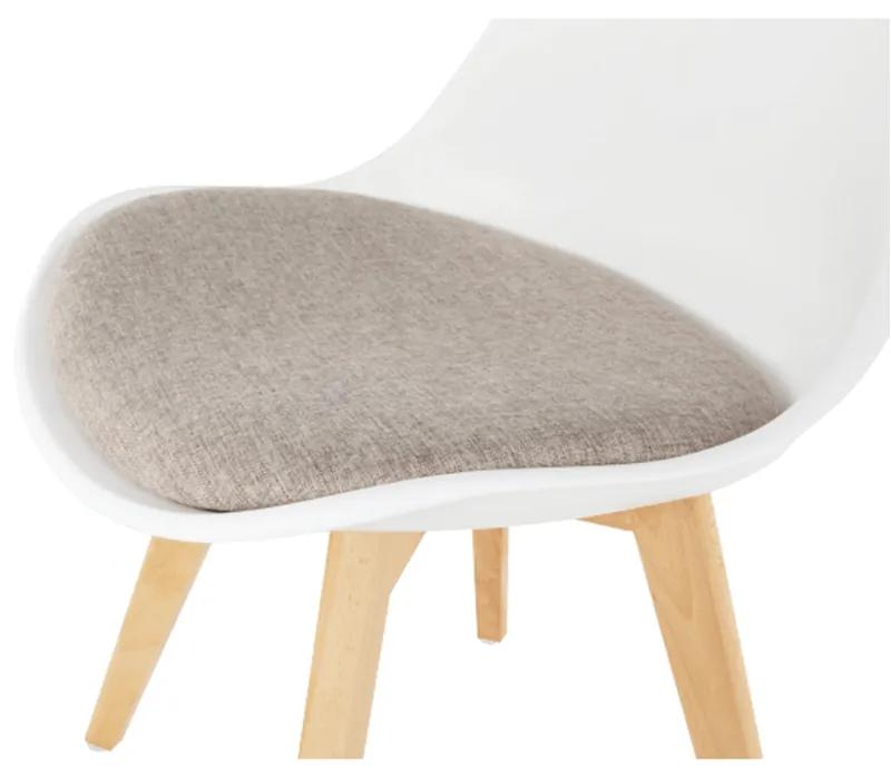 Jedálenská stolička DAMARA – drevo, plast, látka, viac farieb svetl hnedá