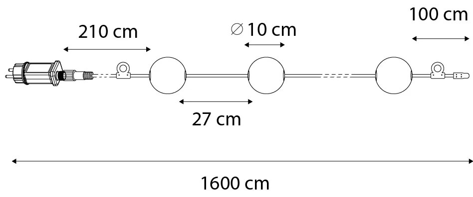 Moderné vonkajšie svetelné reťaze 8M vrátane LED 14 svetiel - Malai