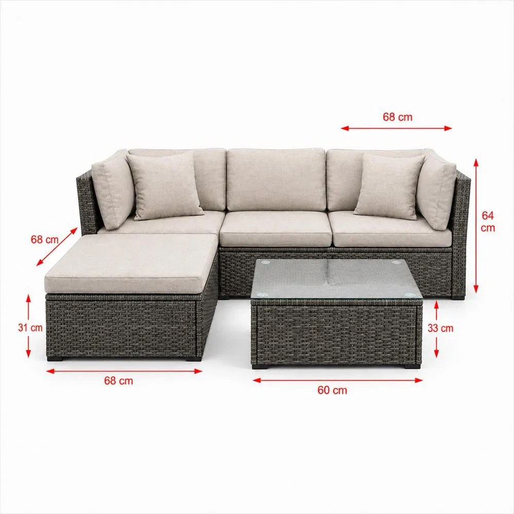 atanová záhradná súprava AVENBERG ARANCIO sivá/béžová