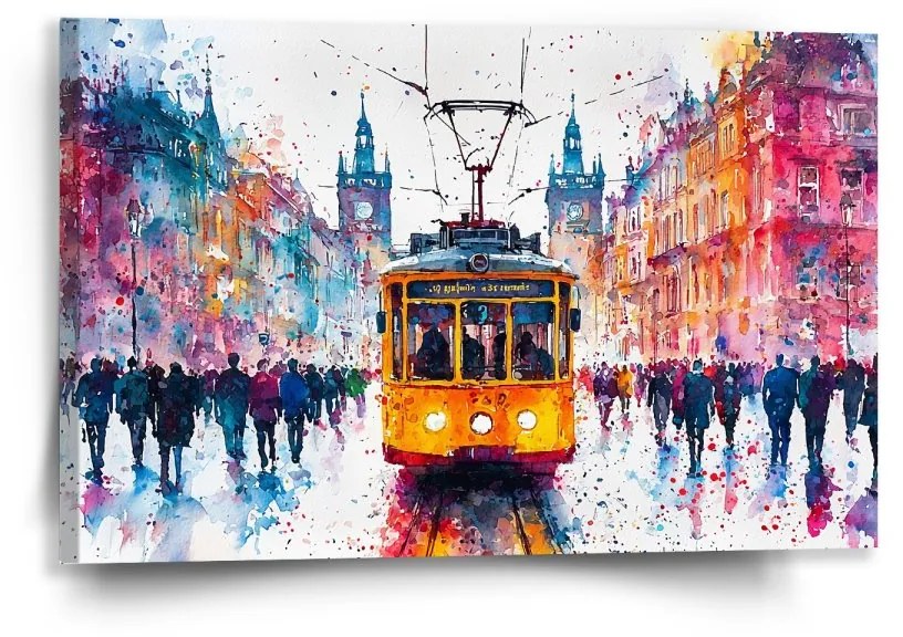 Sablio Obraz Žltá električka Paint - 60x40 cm