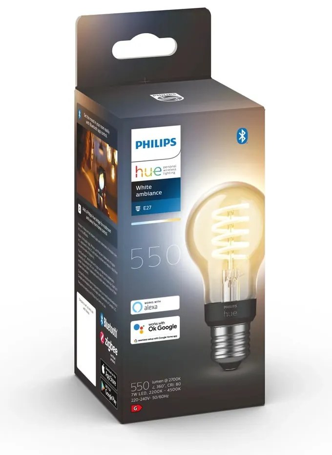 Filamentová inteligentná žiarovka E27, 7 W White ambiance – Philips Hue