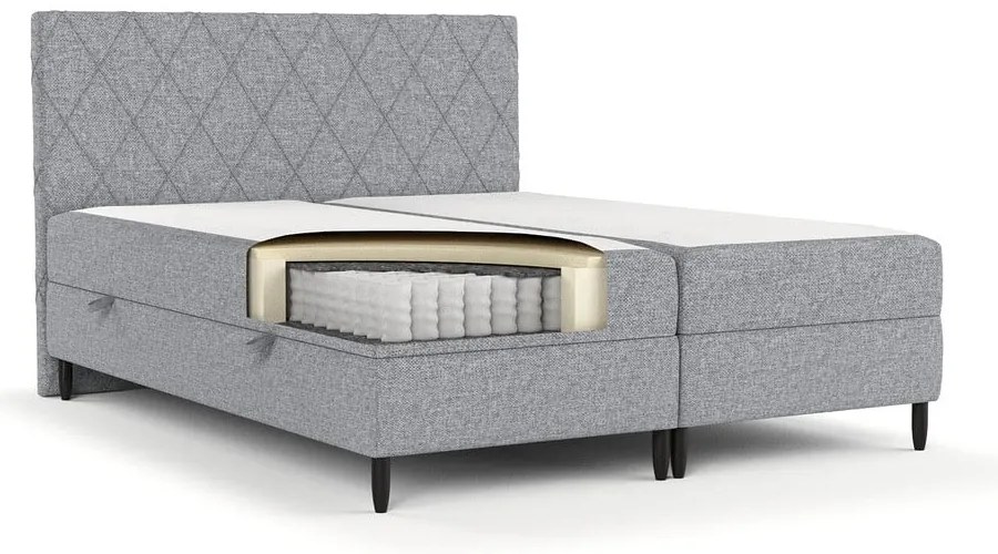Sivá boxspring posteľ s úložným priestorom 180x200 cm Gwen – Maison de Rêve