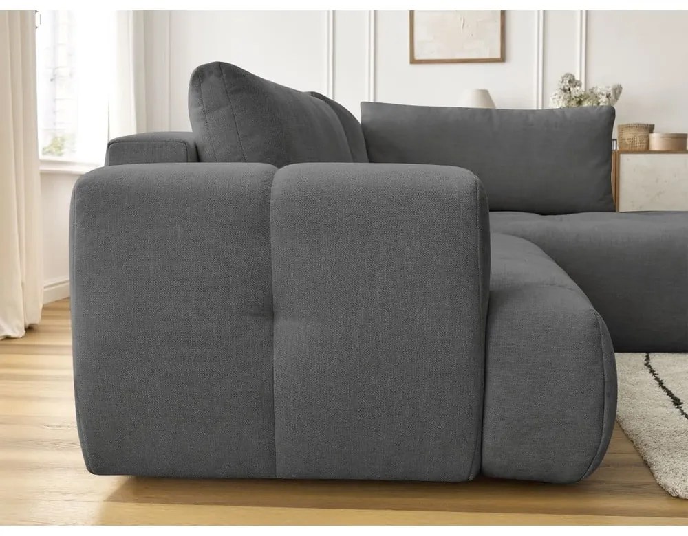 Tmavosivá rozkladacia/s úložným priestorom rohová pohovka (pravý roh/do L) Fuji – Bobochic Paris